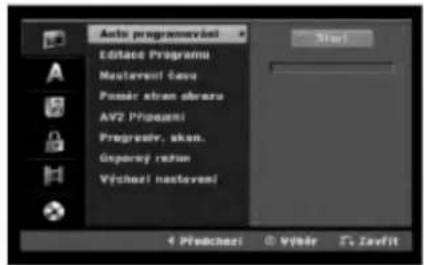 Auto programmervési Editace Programu Masterevil času Passár atran afersu AV2 Příjezení Progresiv, akon, Geparerý režím Výšení nastavení 4 Předchazí © Výšér © Zavřit