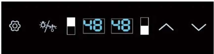 Digital display icons including sun, timer, and numeric display showing 48 and 48 respectively
