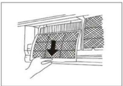 Hand holding a car interior panel with a black arrow pointing to a textured surface (no text or symbols)