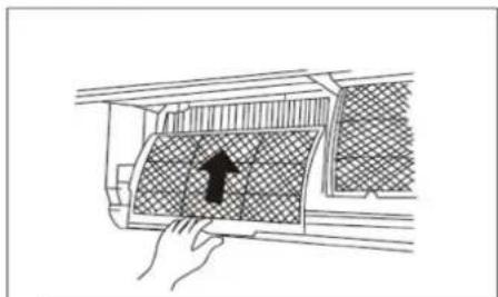 Diagram of a hand pressing down on a textured panel with an arrow indicating the direction (no text or symbols present)