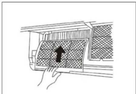 Diagram of a hand pressing down on a car air vent with a black arrow indicating the direction (no text or symbols present)