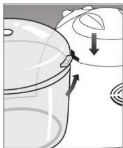 Illustration of a cooking pot with arrows indicating direction (no text or symbols)