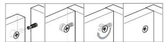 Diagram showing a mechanical assembly or mounting process with labeled components and directional arrows indicating movement.