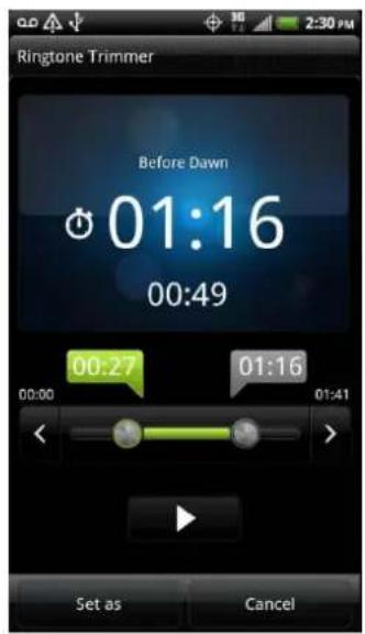 Ringtone Trimmer Before Dawn 01:16 00:49 00:27 01:16 00:00 01:41 Set as Cancel