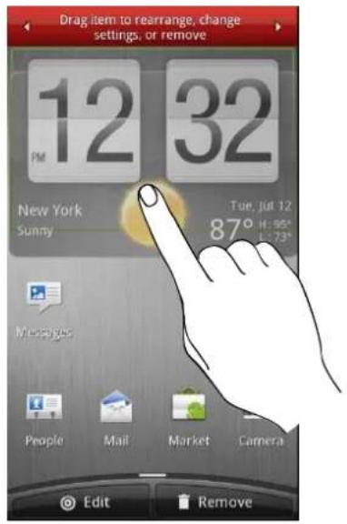 Drag item to rearrange, change settings, or remove 12 32 PM New York Sunny Tue, jul 12 87° H: 95° L: 73° Messages People Mail Market Camera Edit Remove