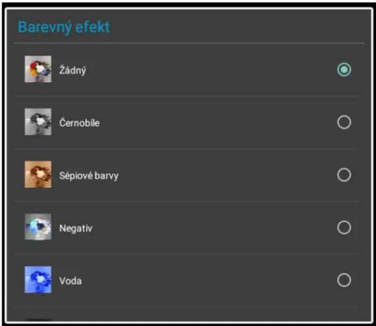 Barevný efekt Žádný Černobile Sépiové barvy Negativ Voda
