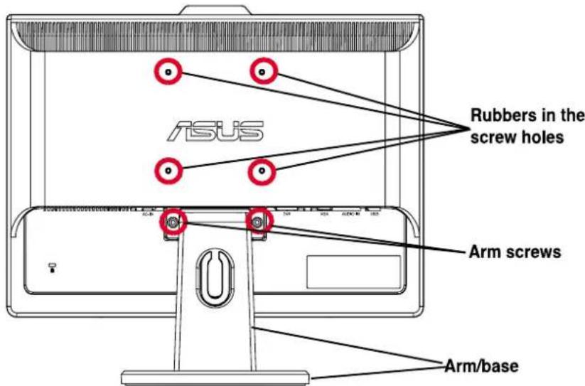 ASUS VK192T - Detaching the arm/base (for VESA wall mount) - 1