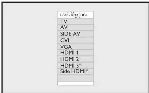电视网络 TV AV SIDE AV CVI VGA HDMI 1 HDMI 2 HDMI 3* Side HDMI*