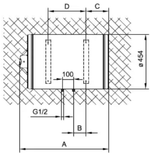 D C Ø454 100 G1/2 B A