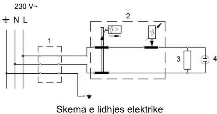 230 V~ ± N L 1 2 3 4 Skema e lidhjes elektrike