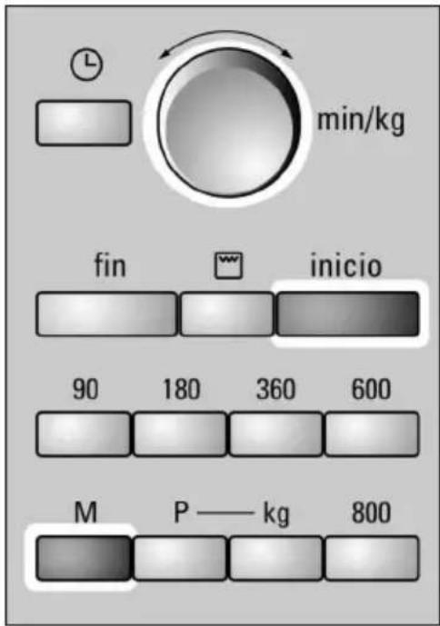 min/kg fin inicio 90 180 360 600 M P — kg 800