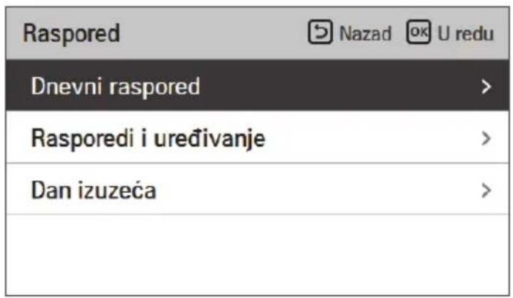 Raspored Dnevni raspored Rasporedi i uređivanje Dan izuzeća Nazad OK U redu