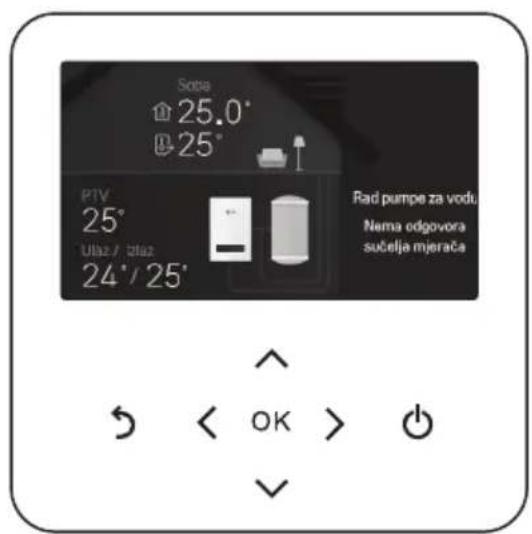 Sosa 25.0° 25° PTV 25° Ulaž./ Ulaž. 24°/ 25' Rad pumpe za vodu Nema odgovora sučelja mjerača OK > ✓