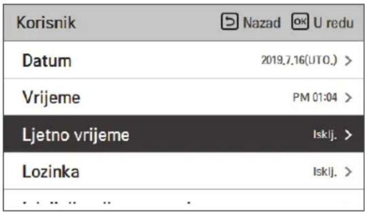 Korisnik Nazad ok U redu Datum 2019.7.16(UTO.) > Vrijeme PM 01:04 > Ljetno vrijeme Isklj. > Lozinka Isklj. > ... ... ... .