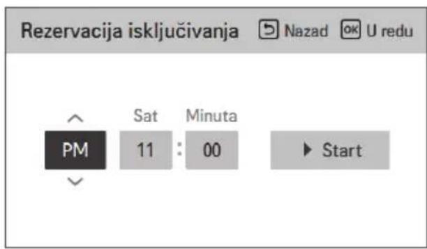 Rezervacija isključivanja Nazad OK U redu PM Sat Minuta Start 11 : 00
