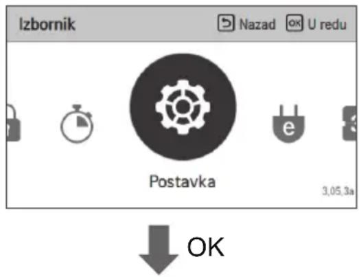 Izbornik Nazad OK U redu Postavka 3,05.3a OK
