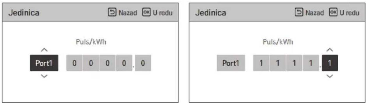 Jedinica Nazad OK U redu Puls/kWh Port1 0 0 0 0 . 0 Jedinica Nazad OK U redu Puls/kWh Port1 1 1 1 1 . 1