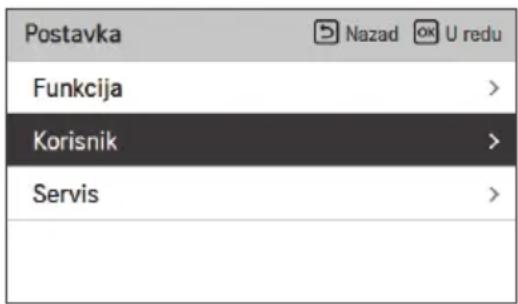 Postavka Funkcija Korisnik Servis Nazad ox U redu >