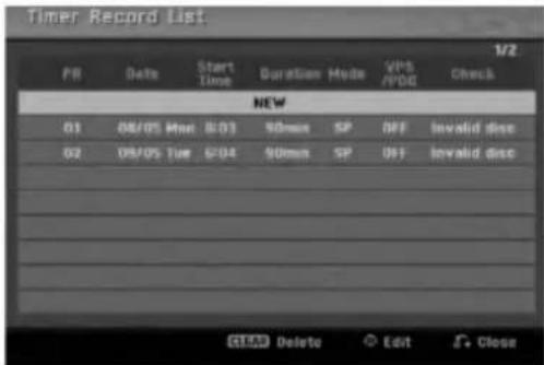 LG DR175P2 - Provjera detalja za snimanje pomoću vremenskog brojača (Timer Recording) - 1