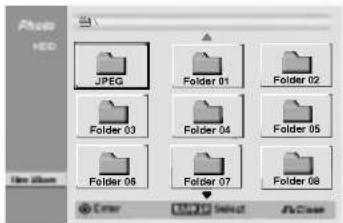 Auto HDD JPEG Folder 01 Folder 02 Folder 03 Folder 04 Folder 05 Folder 06 Folder 07 Folder 08 Enter Select All Case
