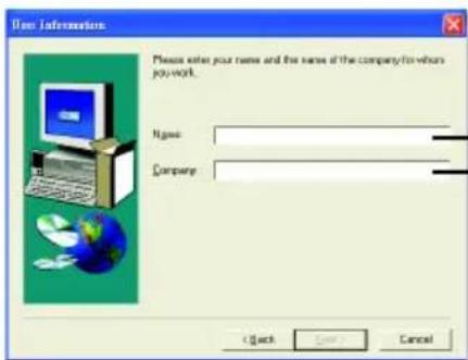 User Information Please enter your name and the name of the company for whom you work. Name: Company: Back Help Cancel