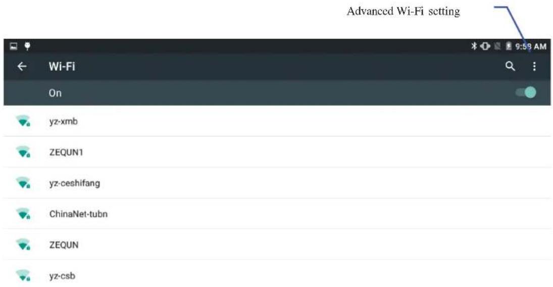 Advanced Wi-Fi setting Wi-Fi On yz-xmb ZEQUN1 yz-ceshifang ChinaNet-tubn ZEQUN yz-csb