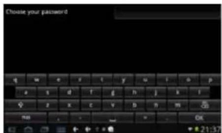 Choose your password q m e r t y u i o p a s d f g h j k l ∅ z x c v b n m mB + - OK 21:37