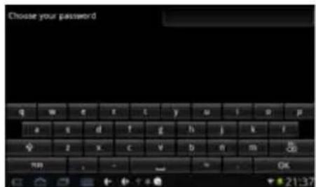 Choose your password q w e r t y a i o p a s d f g h j k l + z x c v b n m 100 - OK 21:37