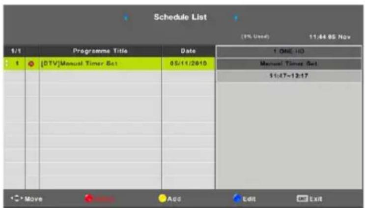 Vivax LE140 - Schedule List (Raspored prikaza i Timera) - 1