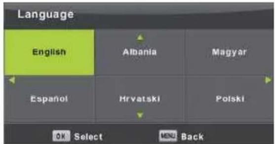 Language English Albania Magyar Espanol Hrvatski Polski OK Select MENU Back