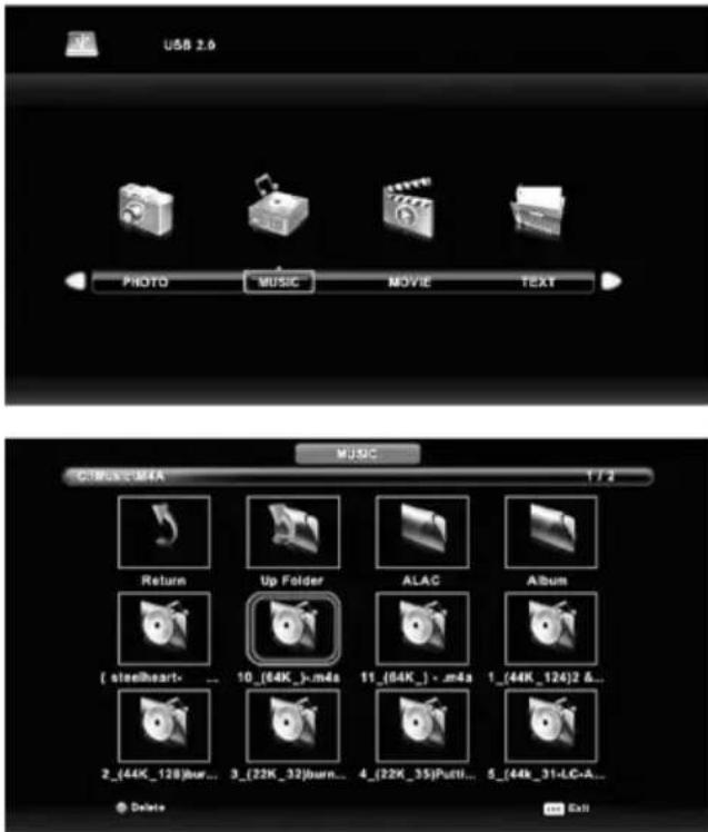 USB 2.0 PHOTO MUSIC MOVE.TEXT MUSIC C:\ music.m4A 1 / 2 Return Up Folder ALAC Album [ steelheart-... 10_(64K_)m4a 11_(64K_) - m4a 1_(44K_124)2 &... 2_(44K_128)burn... 3_(22K_32)burn... 4_(22K_35)Puffl... 5_(44k_31-LC-A... Delete Cali