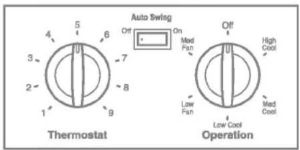 4 5 6 7 8 9 Thermostat Auto Swing Off On Med Fiat Low Fiat Low Cool Operation Off High Cool Med Cool