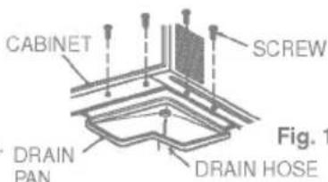 CABINET SCREW DRAIN PAN DRAIN HOSE Fig. 1