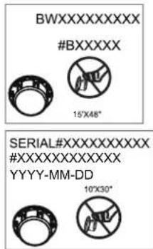 BXXXXXX #BXXXXX 15'X48" SERIAL#XXXXXXXXX #XXXXXXXXXX YYYY-MM-DD 10'X30"