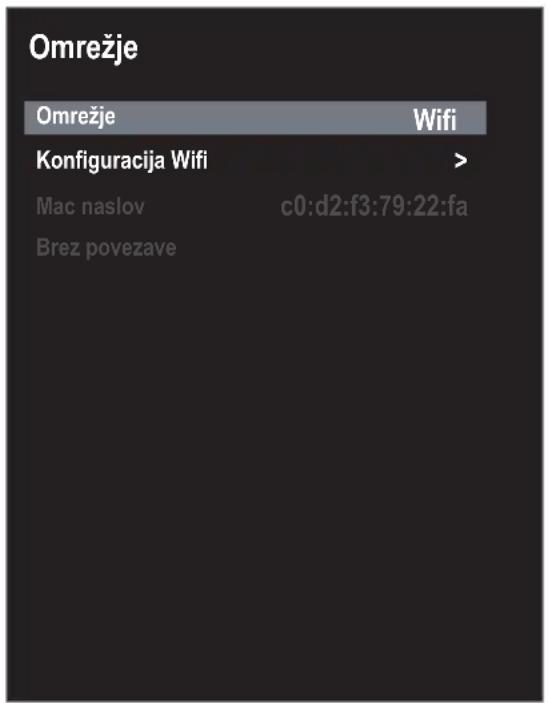 Omrežje Omrežje Wifi Konfiguracija Wifi > Mac naslov c0:d2:f3:79:22:fa Brez povezave