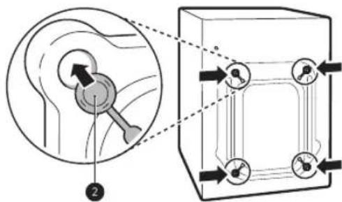 Diagram illustrating a mechanical or fluid system with labeled components and directional arrows, including a magnified inset showing a circular component.