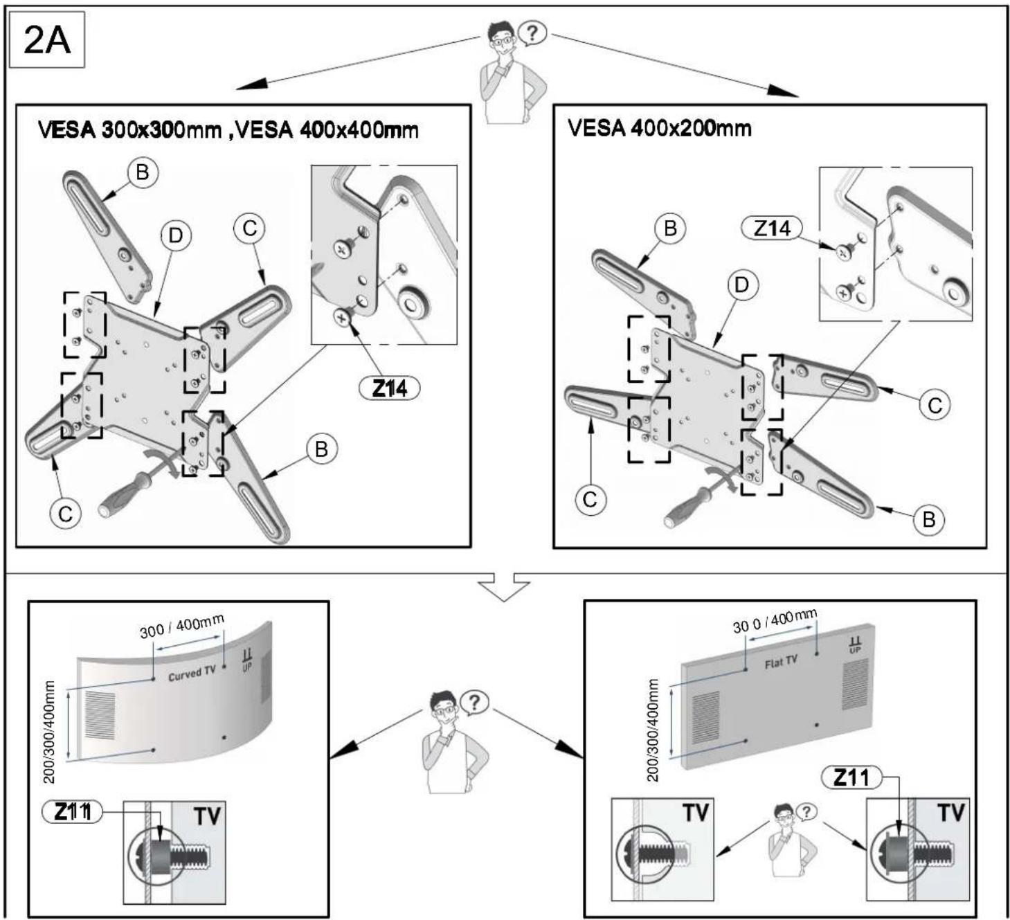 NEDIS TVWM2730BK - Flat/ Curved TV Wall Mount - 9