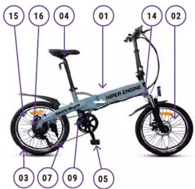 15 16 04 01 14 02 Electric Bicycle HIPER ENGINE 03 07 09 05