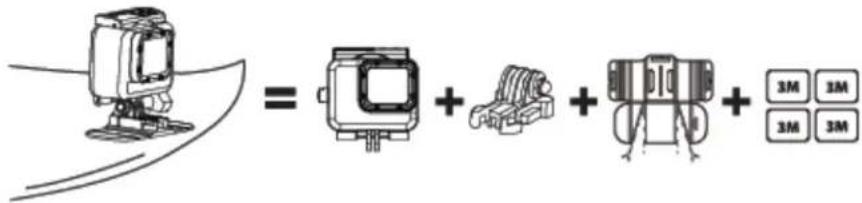 Diagram showing a camera with a curved line and three camera components: a fixed, two-only camera, and a multi-camera display unit.