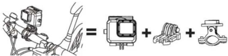 Diagram showing motor assembly components with icons and symbols, including a camera icon and three different mechanical parts.