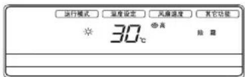 运行模式 温度设定 风扇速度 其它功能 30℃ 高 低 露