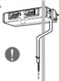 Diagram of a water spray system with labeled components and warning symbol