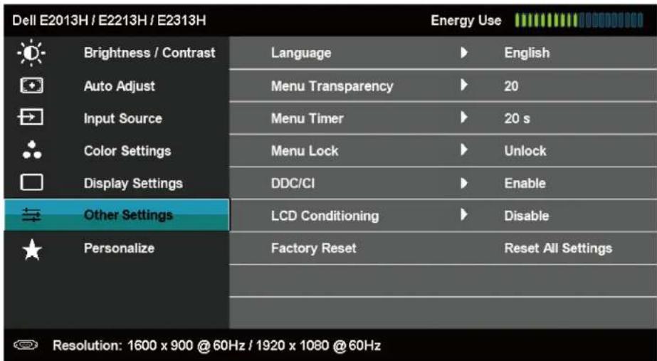 DELL E2013H - Accessing the Menu System - 22