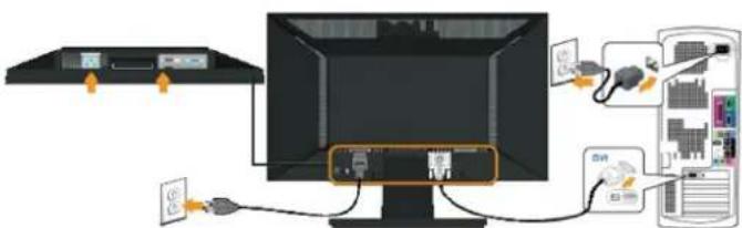 DELL E1911 - Connecting the white DVI cable - 1