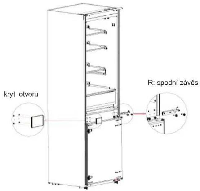 kryt otvoru R: spodní závěs
