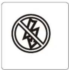 Prohibition sign with a circular symbol containing a crossed-out triangle and lightning bolt, indicating no protection or resistance.