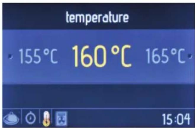 temperature • 155°C 160°C 165°C 15:04
