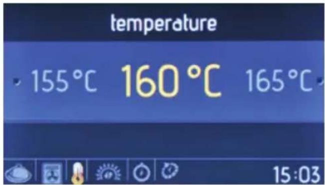 temperature 155°C 160°C 165°C 15:03