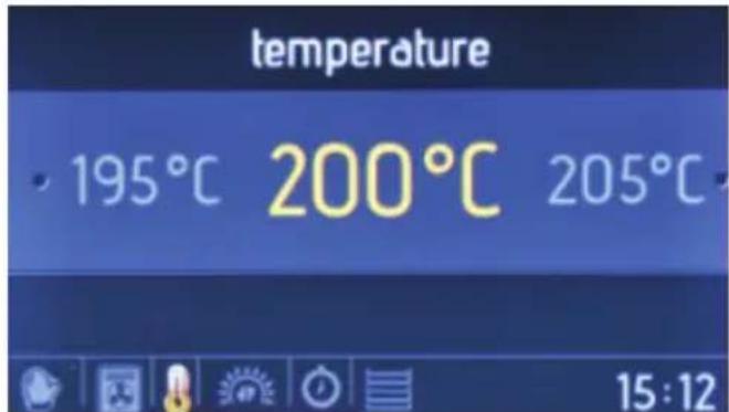 temperature 195°C 200°C 205°C 15:12