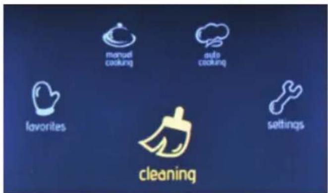 manual cooking auto cooking favorites cleaning settings